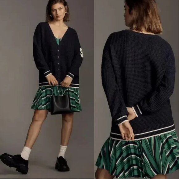 Anthropologie Varsity Twofer Cardigan Sweater - New Medium - Picture 1 of 8